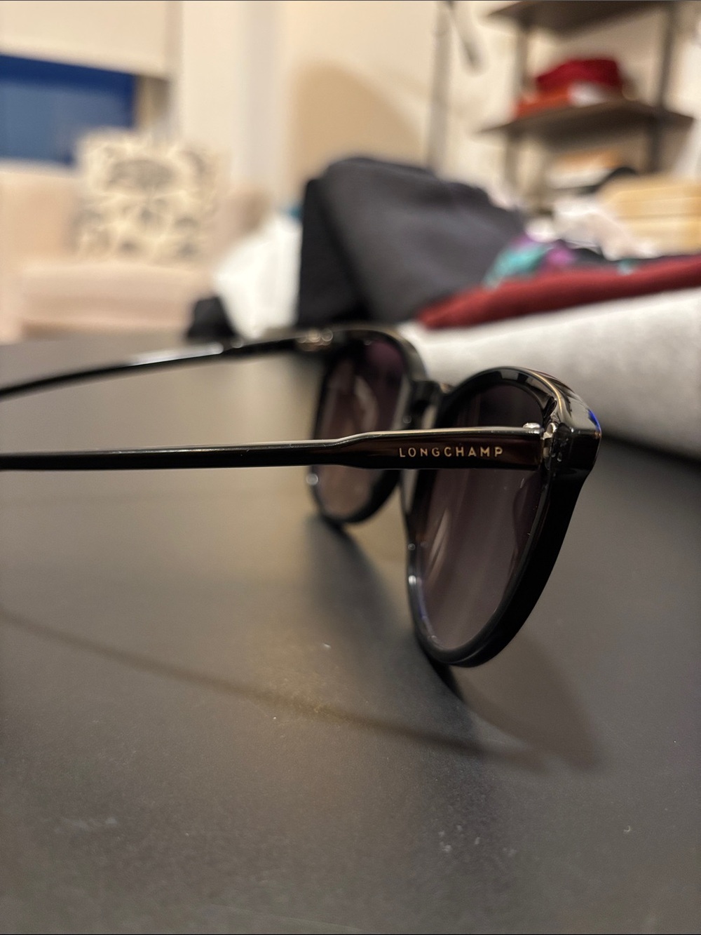 Longchamp Black Round Women's Sunglasses with Gradient Lenses